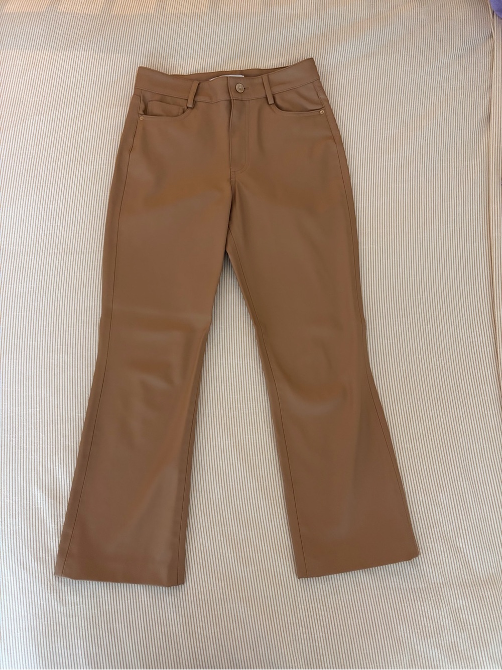 Zara Faux Leather Flare Pants - Camel Brown